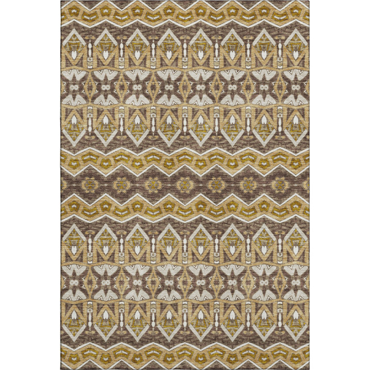 Premium Machine Washable Prisco Gold Rug