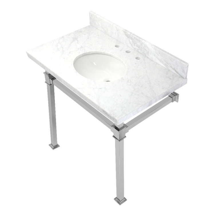 Monarch Ceramic Rectangular Console Bathroom Sink with Overflow
