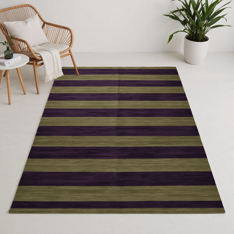 Tapis intérieur / extérieur mauve HorizontalStripes, Rectangle 9 pi x 12 pi