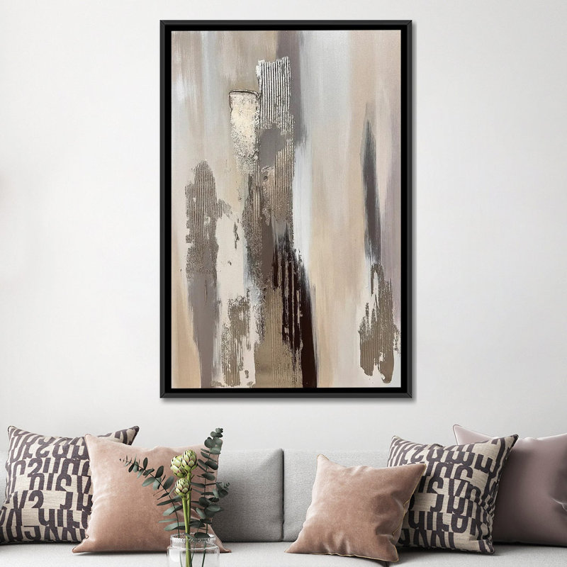 Cappuccino café clair beige clair - reproduction d'art murale - toile encadrée, Framed Canvas, 60 po x 40 po, Black