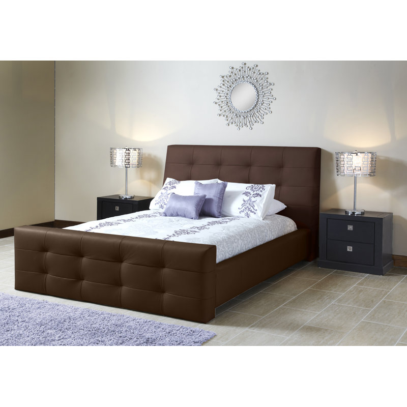 Lit plateforme tapissier Ignas, Grand, Brun