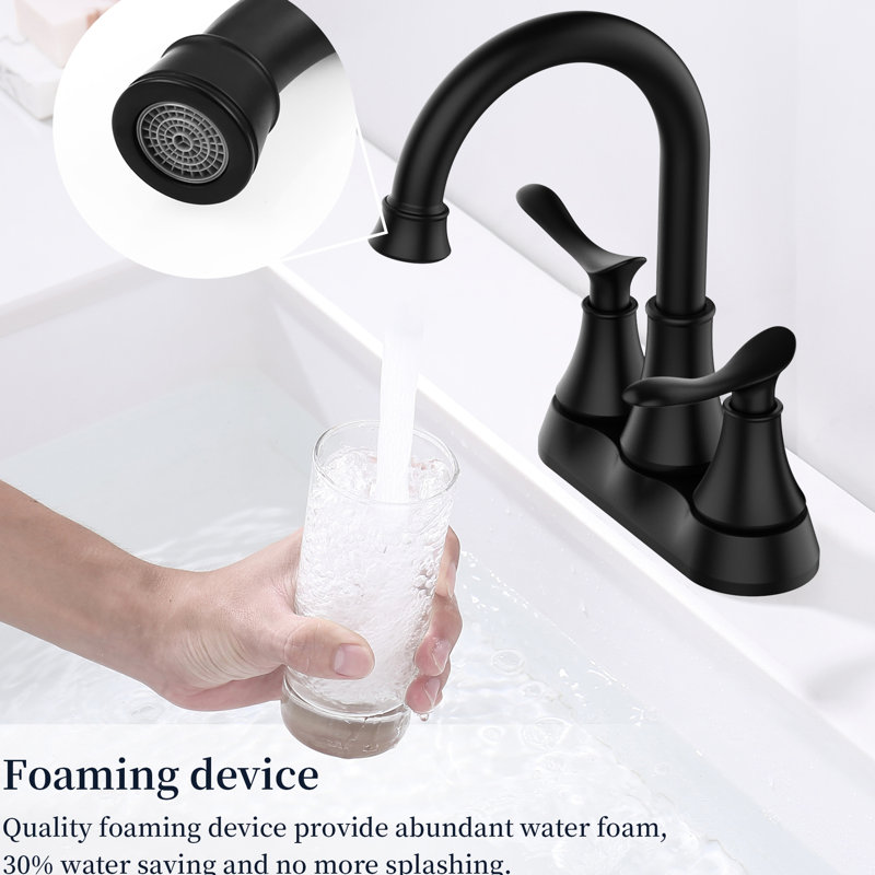 4-Inch 2 Matte Black Bathroom Faucet With Pop-Up Drain And Hoses - , Rust-, For Vanity Sink Longevity , Rust-,, Matte Black