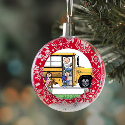 Personalized School Bus Driver - Male Christmas Snow Globe Ornament