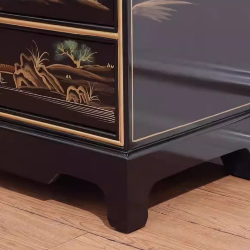 Armoire avec cadre en bouleau peint à la main, Noir, noir, noir, noir