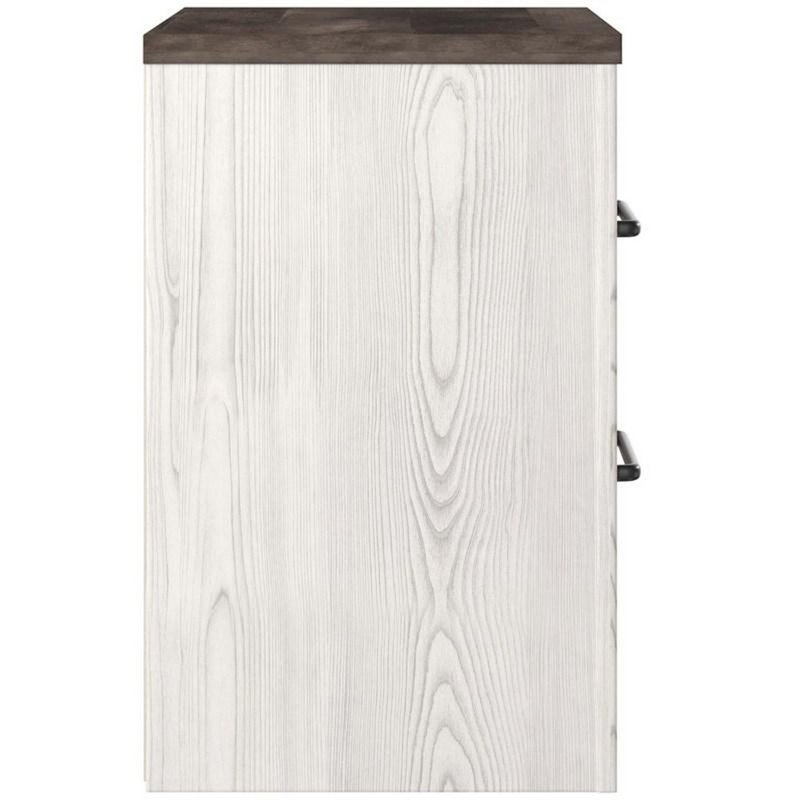 Zayla 25 Inch Modern Rustic Wood Nightstand, 2 Tone, Gray Plank Top, White