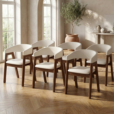 Fauteuil Krmia en cuir entièrement assemblé (ensemble de 6), chaises de salle à manger modernes avec pieds en bois massif