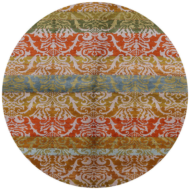 Tapis floral brun / rouge, Rond 3 pi