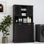Armoire de salle de bain avec deux compartiments - noir. Fabriqué en E1, stable et. Capacité de charge de 150 lb. Optimisation de l'espace avec tablettes réglables. Séparez les sacs de lessive facilement amovibles. Carré spécial-618361321