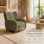 Chaise d'appoint multifonctionnelle à dossier incurvé moderne avec fonction de repose-pieds en chenille vert olive pour les espaces de salon, d'étude et de loisirs