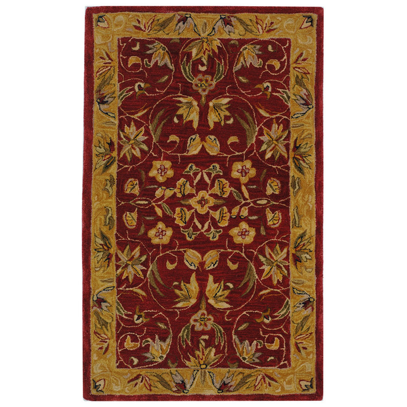 Bekah Hand Tufted Wool Pile Floral Rug, Rectangle 2' x 3'