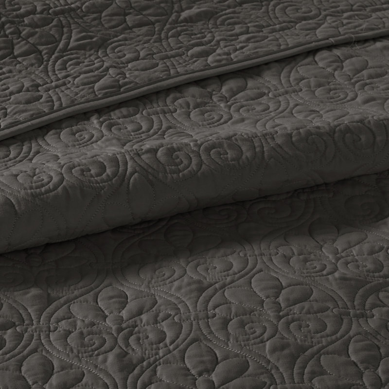 Couvre-lit réversible gris foncé - Superbe bourre en coton prélavé pour un confort durable