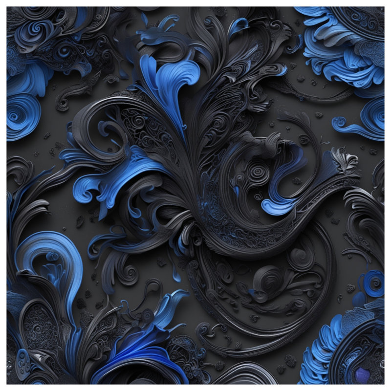 Édredon Intricate Blue Black Swirls, Lit simple
