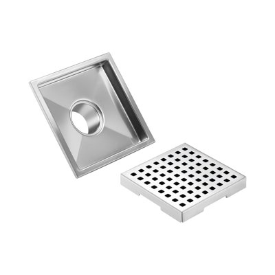 FlowGuard 6" Brushed Nickel square grid drain
