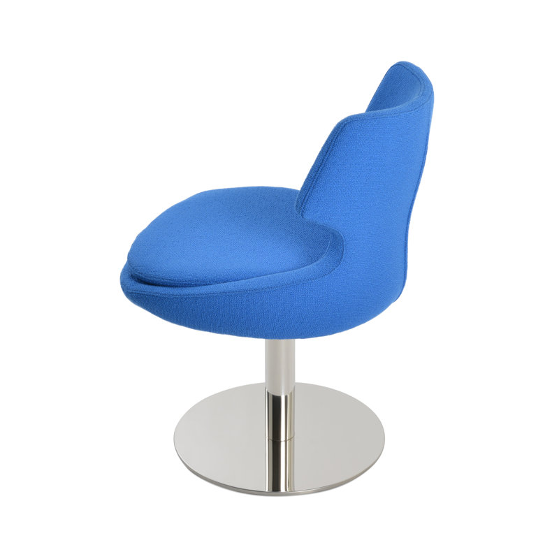 Table ronde Patara, Chrome chrome, Bouclé bleu