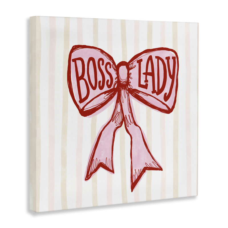 Boss Lady Pink Bow Canvas, design by Connie Summers, 17" H x 17" W