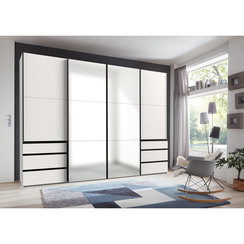 Guardino 4 Door Wardrobe, 216cm H x 300cm W x 65cm D, White