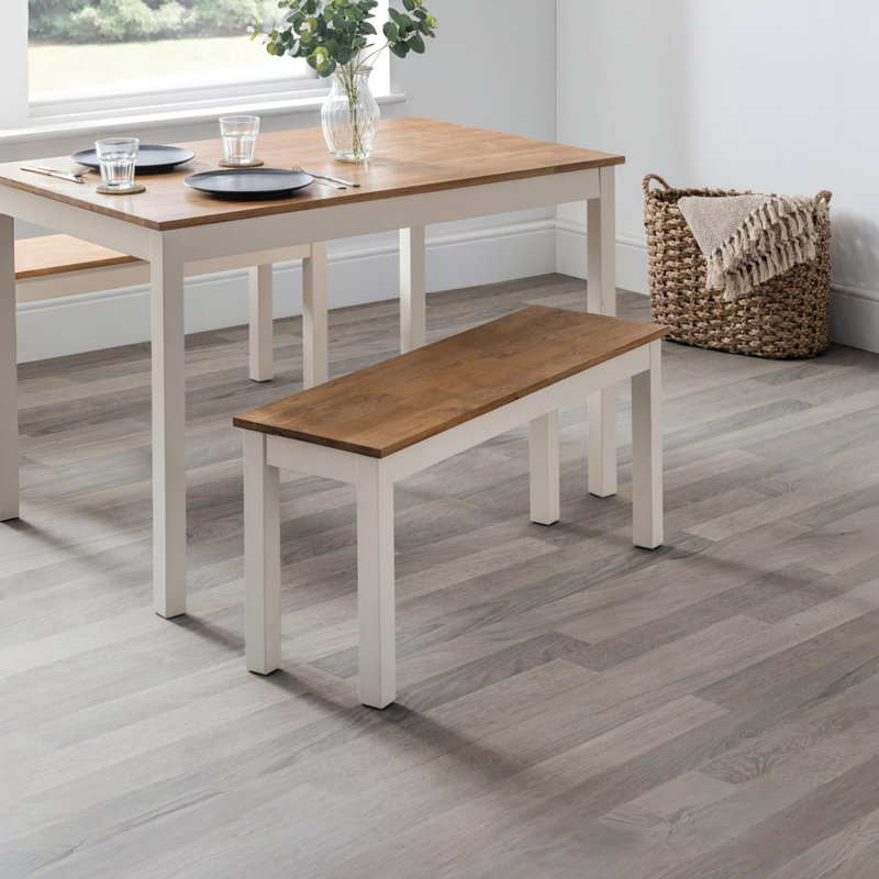 Carmel Solid Wood Bench, Ivory/Oak