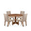 L'ensemble de salle à manger 5 pièces Mid-Century comprend une table de salle à manger et 4 chaises parsons en tissu de lin brun clair avec dossier rembourré - Noyer antique-1502561136-1483835825