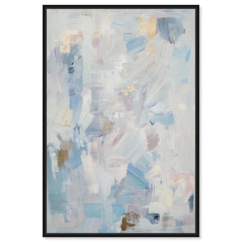 «Tropic Ice», impression sur toile, art mural bleu apaisant par Art Remedy, Structure noire, H 16 po x l 11 po