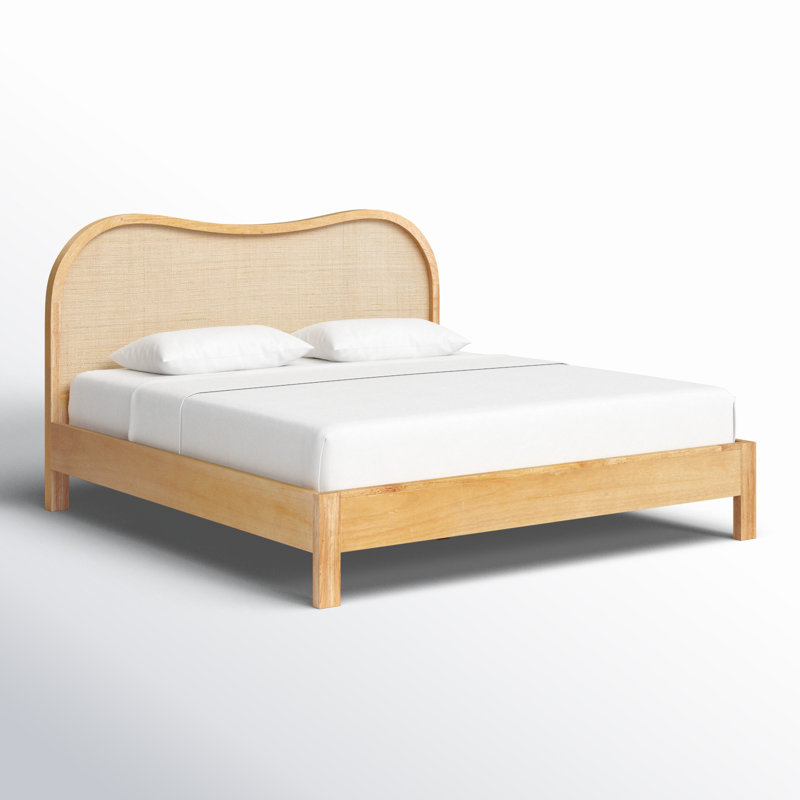 Tourmaline Natural Wood & Rattan Wavy Bed, King