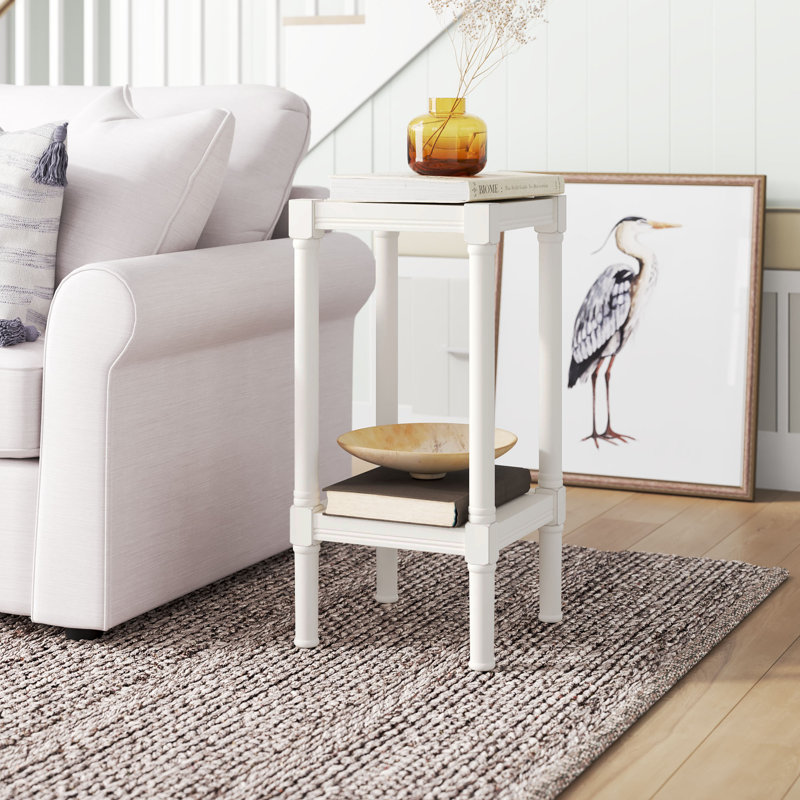 Table de bout avec rangement Antaun, Blanc vieilli