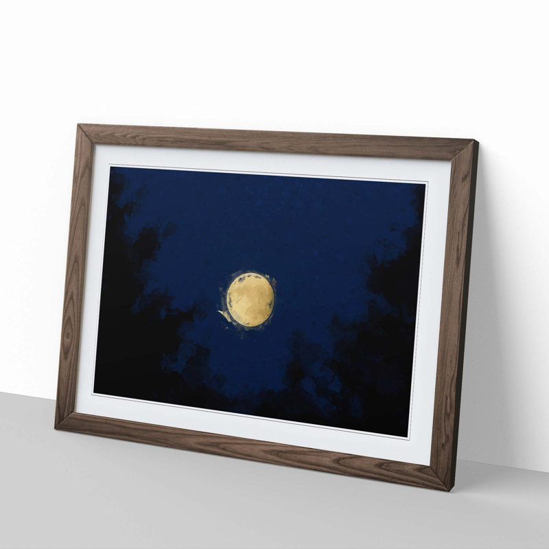 Moon Through the Trees in Abstract - Picture Frame Graphic Art Print, Walnut Framed, 62cm H x 87cm W x 2cm D