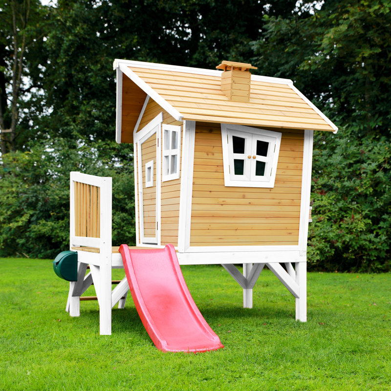 Robin AXI 264cm W x 177cm D Outdoor Hemlock Wood Luxury Playhouse, Natural/White/Red