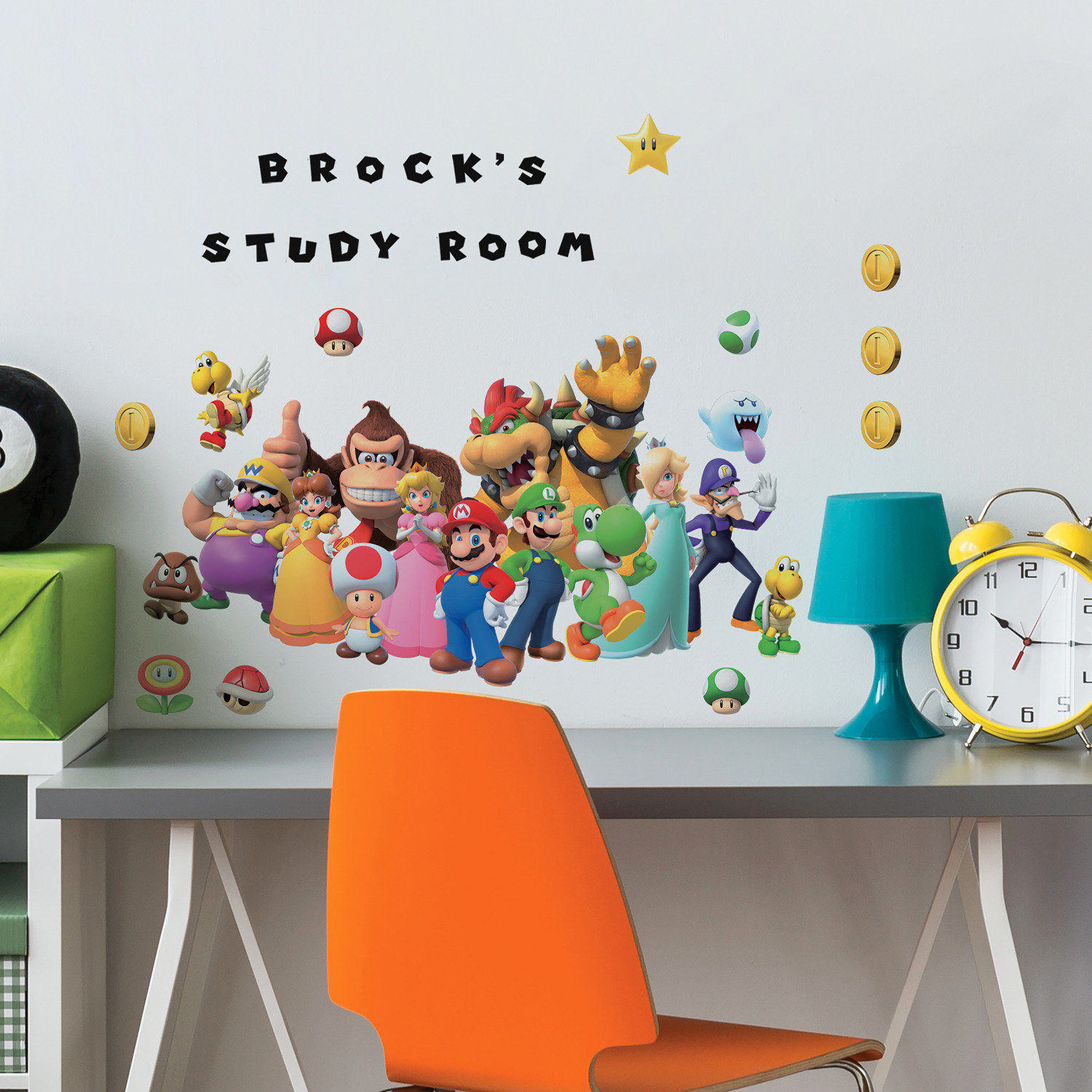 Room Mates SUPER MARIO GIANT PEEL & STICK WALL DECAL WITH ALPHABET ...