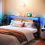 Tête de lit avec lumière DEL et station de charge Lutske l 76 po x H 40 po, hauteur réglable-183579646-177823914