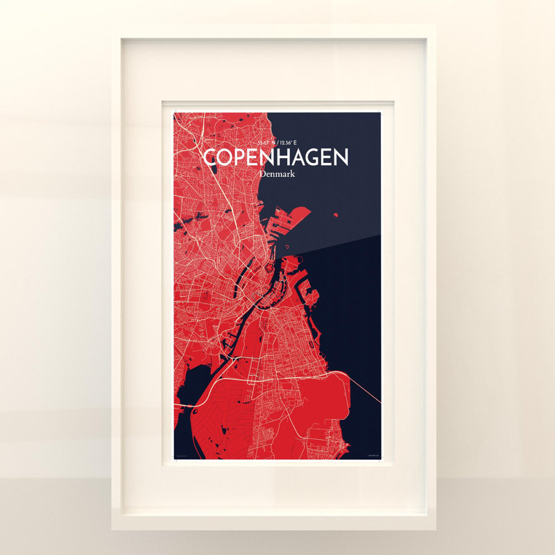 Copenhagen City Map In Nautical - No Frame Print, 17cm H x 11cm W x 0.05cm D