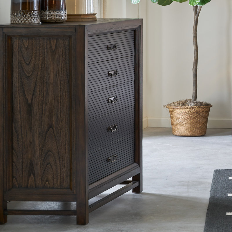 Commode à cinq tiroirs, aucun assemblage requis, finition deux tons