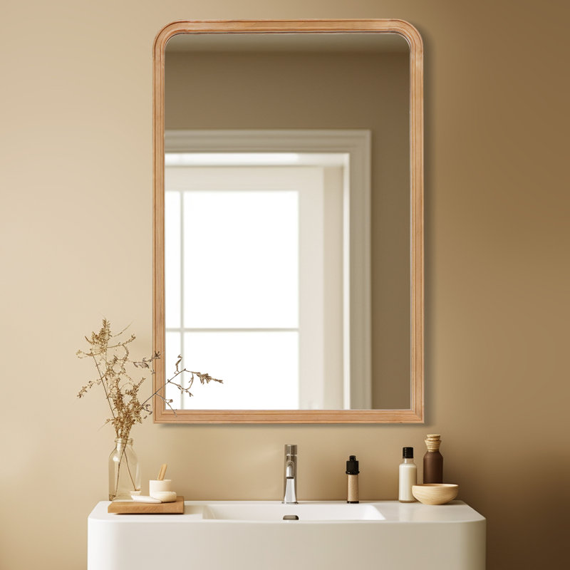 Miroir de salle de bain Ancell, 36 po x 24 po, Bois naturel