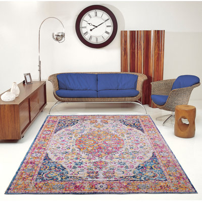 Tapis oriental rose / bleu Harrold