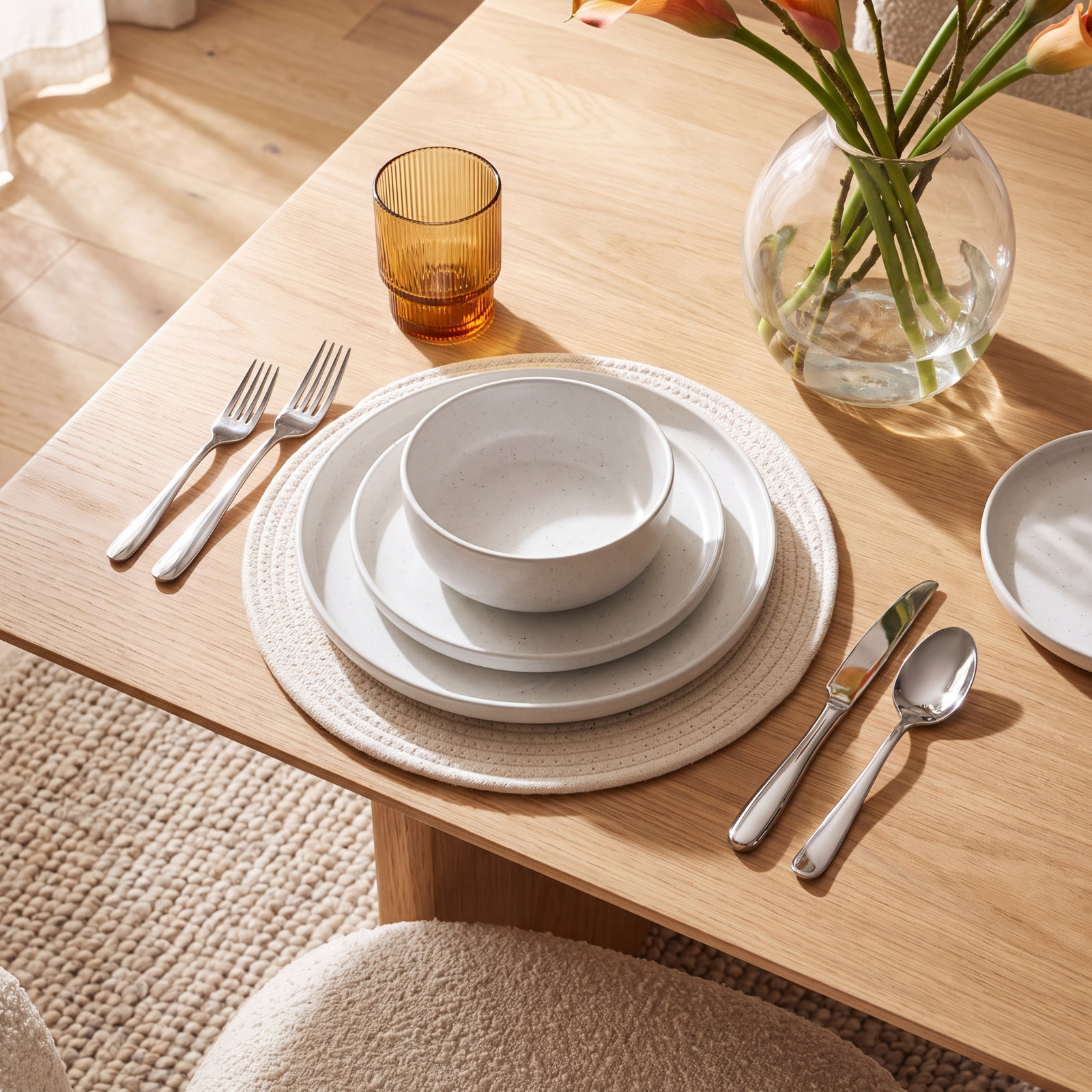 Stoneware Dinnerware Set - Service for 8, White