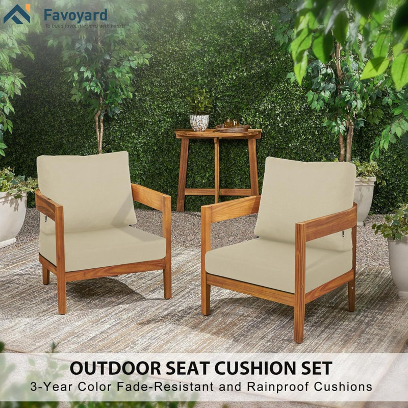 Deep Seat Patio Cushions Rainproof & Fadeness Furniture Cushion Set For Outdoor Chair Couch With Polyester-Linen Fabric & Removable Cover, Hidden Zipper And Adjustment Staps