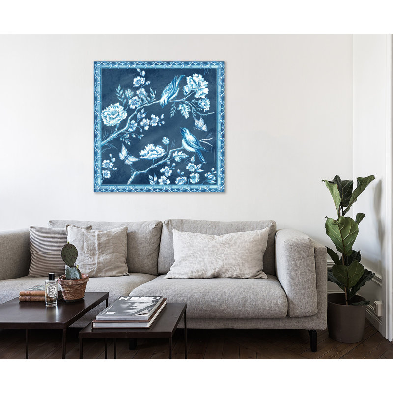 «Chinoiserie Tile: Birds & Blossoms», toile tendue par Winston Porter, H 30 po x l 30 po x P 1,5 po