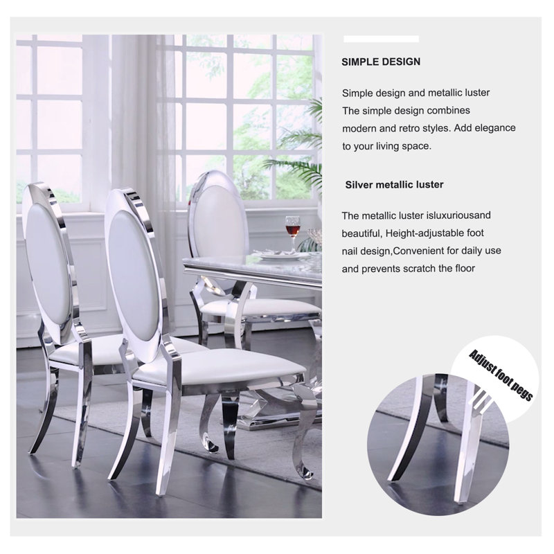 Chaise de salle à manger en métal Kemyah, Argent