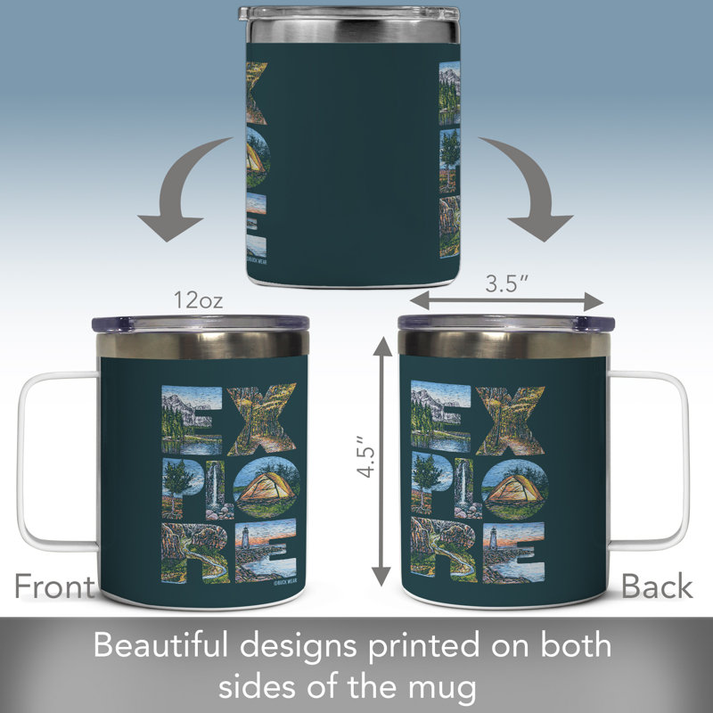 Explore Stainless Steel Mug w/Lid 12 oz.