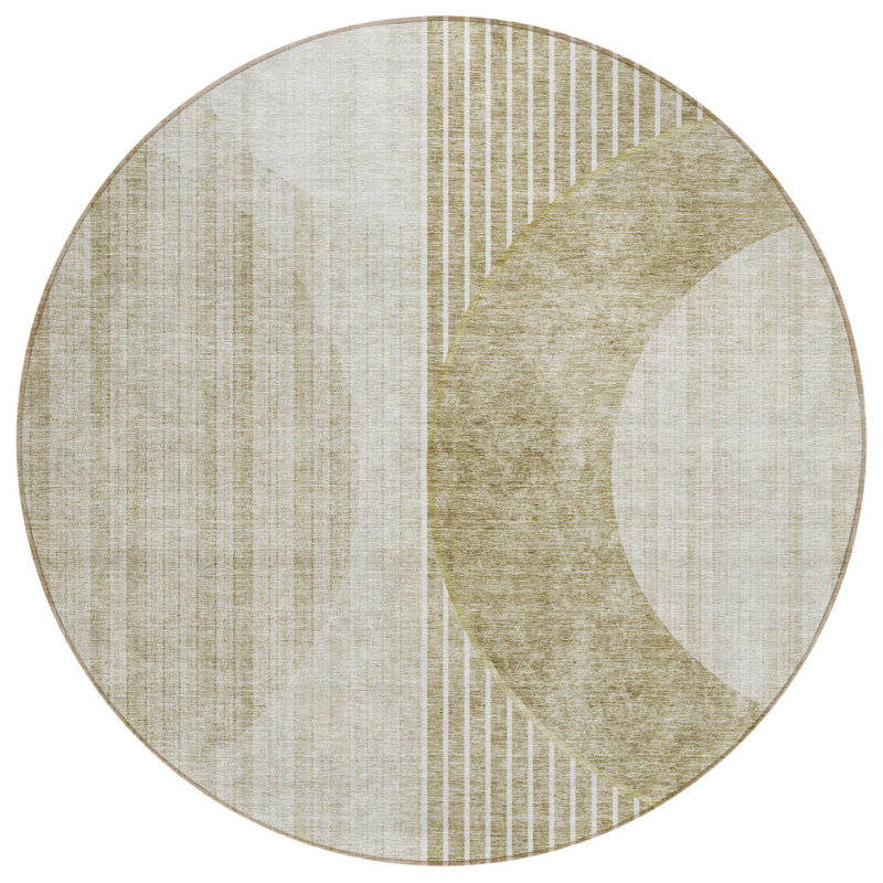 Washable Striped Indoor / Outdoor Rug, Round 8'