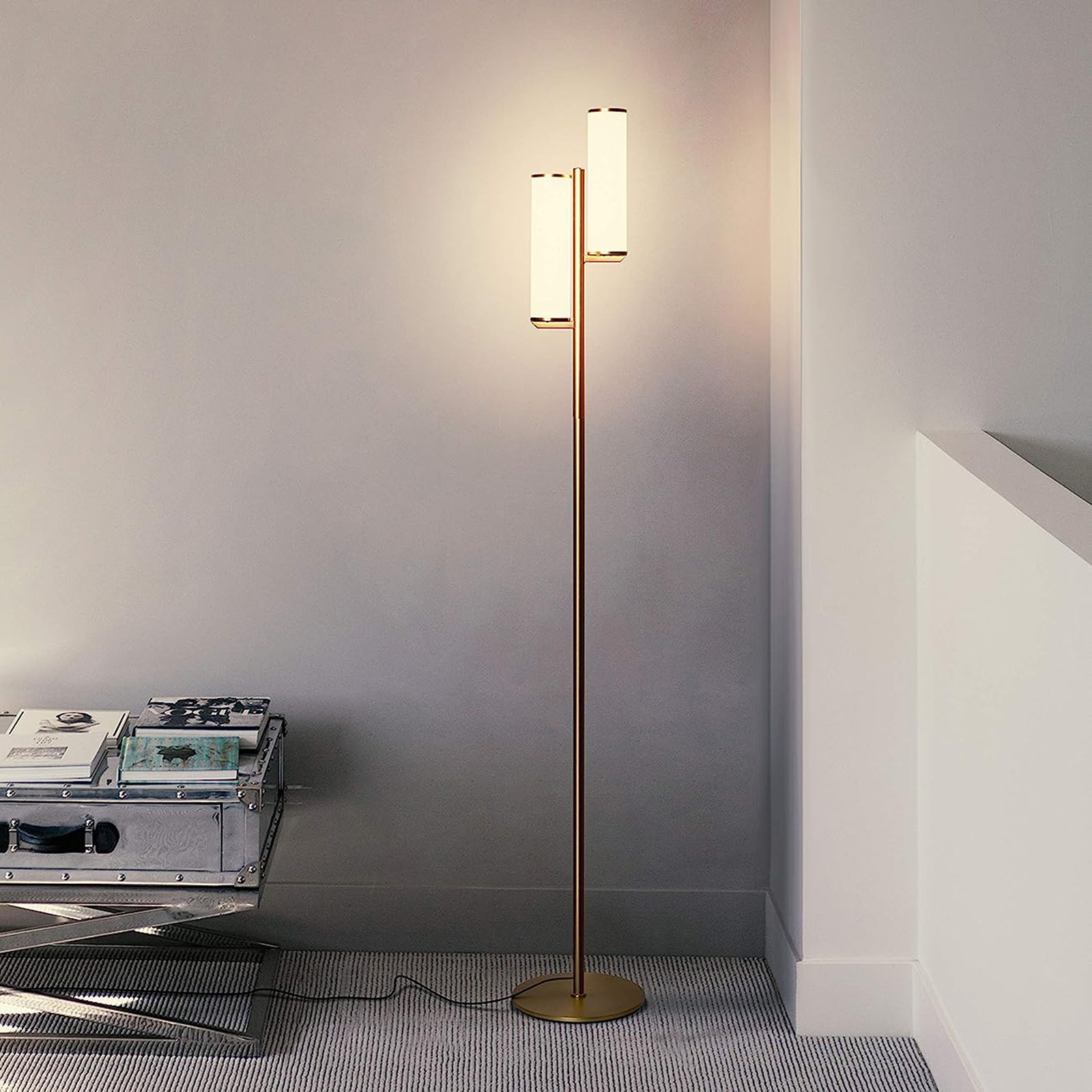 Everly Quinn Dermar 64'' ‎Brass LED Traditional Floor Lamp | Wayfair