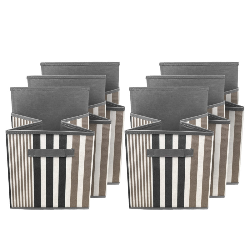 Sorbus 11" Foldable Fabric Storage Cube Bins with Handles, Gray/Black