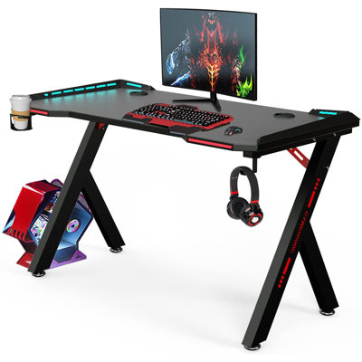 Home Office Desk Gaming Desk with RGB Lighting