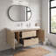 Meuble-lavabo mural en mélamine de bois de 48 po, aspect bois naturel, résistant à l'usure et aux égratignures, surface non poreuse et facile à nettoyer, préassemblé-1426391841