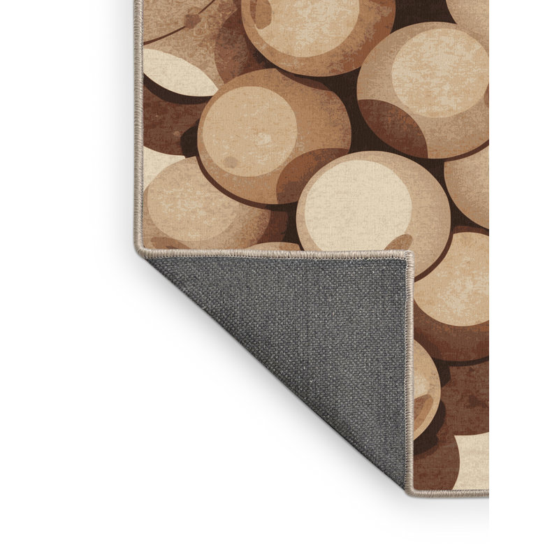 Tapis moelleux moelleux et moelleux à motif raisin de luxe beige - Reliure beige, 8 x 10