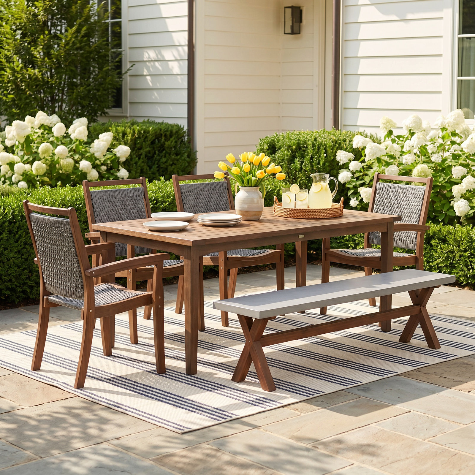 Fleur 76" Eucalyptus Patio Dining Set