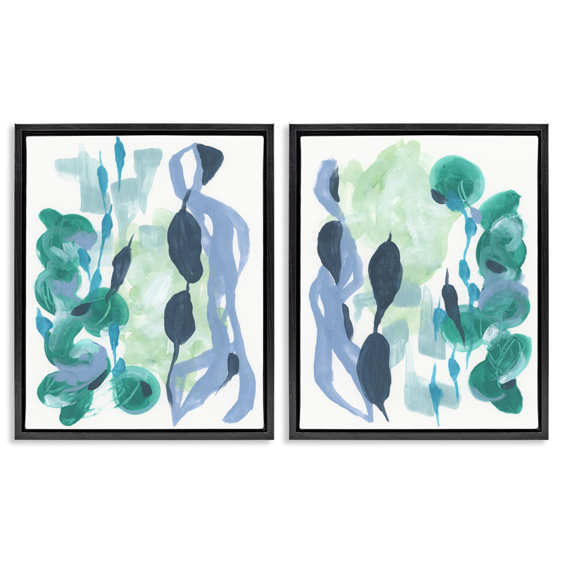  «Fluid Wavy Shapes», ensemble de 2 toiles flottantes encadrées par June Erica Vess, H 31 po x l 25 po