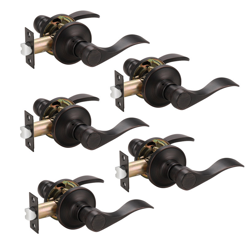 Passage Door Lever with Round Rosette, Oil Rubbed Bronze