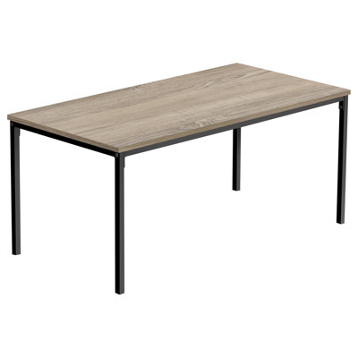 Table basse rectangulaire L 40 po pour salon, stratifié taupe, structure en métal noir avec pieds, table stratifiée moderne, L 40 po, avec support