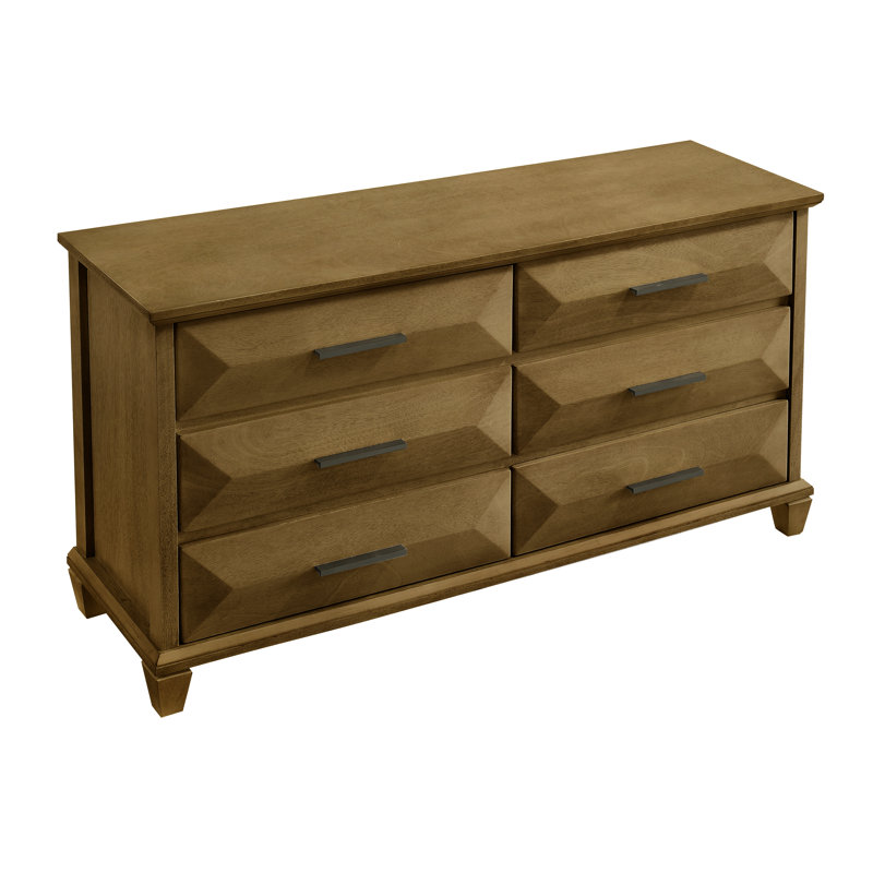 Commode 6 tiroirs Weslyn, Chêne antique