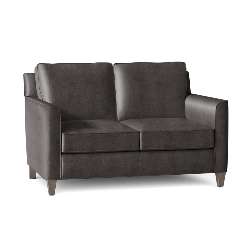 Yorba Leather Loveseat, Stone, Aline Fumo Genuine Leather